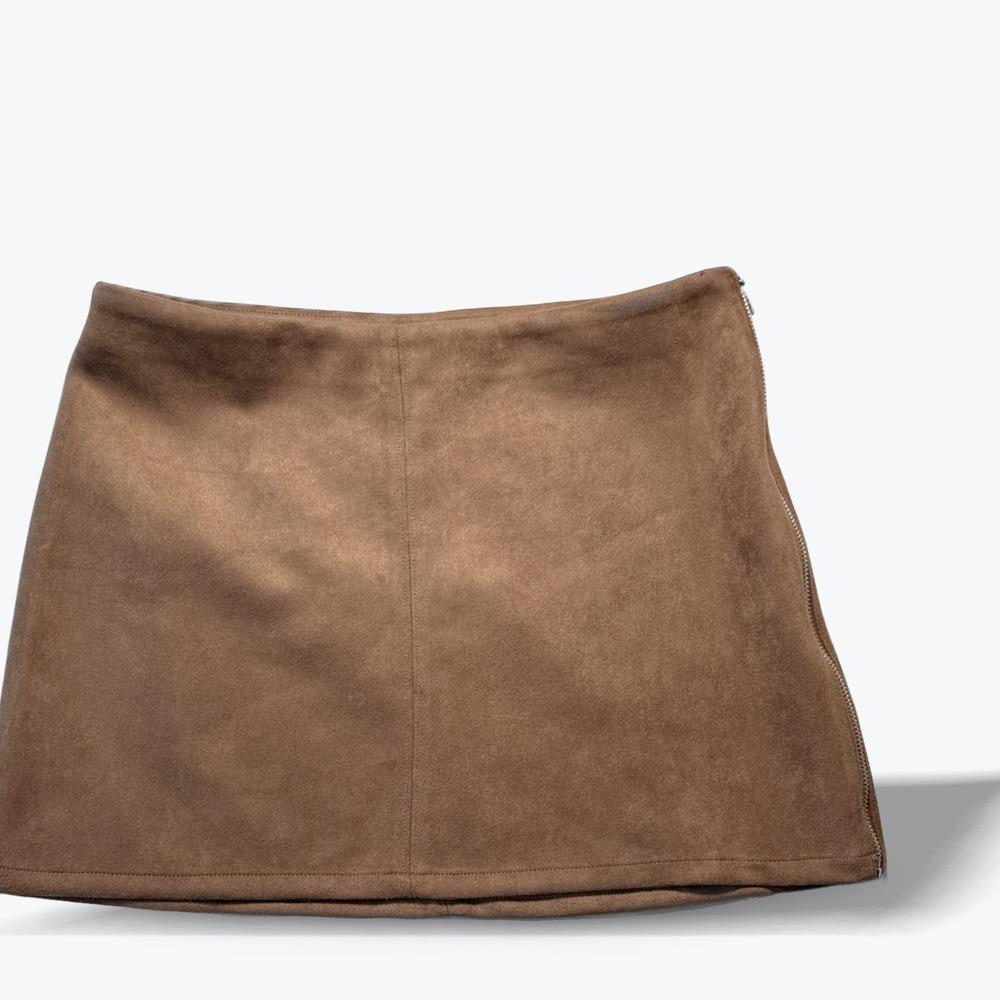 Sincerely Jules Mini Skirt Faux Suede Brown Side Zipper WomensSmall